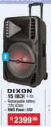 Dixon 15 Inch Portable Trolley Speakers With Integrated Handle & Wheels F-15L