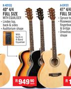 Sanchez Acoustic Guitars 40" 4/4 Full Size With Built In 4 Band Equaliser K-401EQ-Each 