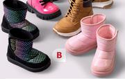 Girls Snug Boots Black/Pink Size 3-1