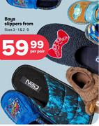 Boys Slippers Sizes 3-1 & 2-5-Per Pair
