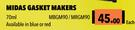 Midas Gasket Makers MBGM90/MRGM90-70ml Each