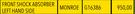 Monroe Front Shock Absorber Left Hand Side For Ford Figo 1.4 2010-2015 G16386