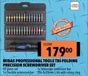Midas Professional Tools Tri Folding Precision Screwdriver Set SS32M
