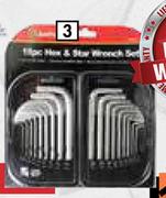 Ampro Key Sets Hex & Star L-Type 18 Piece Set T22947