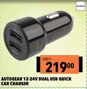 Autogear 12-24V Dual USB Quick Car Charger USB11