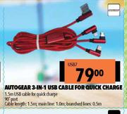 Autogear 3-In-1 USB Cable For Quick Charge USB7