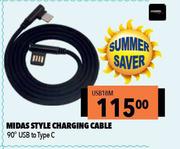 Midas Style Charging Cable 90° USB To Type C USB18M
