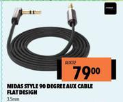 Midas Style 90 Degree Aux Cable Flat Design 3.5mm AUX02