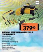 Autogear 1100PSI Air Compressor & Tyre Repair Kit TRK1T01