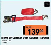 Midas Style Heavy Duty Ratchet Tie Down 38mm x 2.5m 1500Kg LH109M