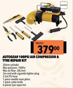 Autogear 100 PSI Air Compressor & Tyre Repair Kit TRKIT01