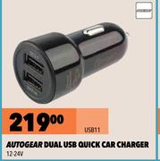 Autogear Dual USB Quick Car Charger 12-24V USB11