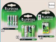 Uniross Recharge Batteries 4 x AAA 600 Mah RB460532