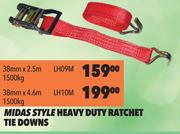 Midas Style Heavy Duty Ratchet Tie Downs 38mm x 2.5m LH09M-1500Kg