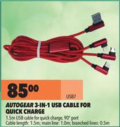 Autogear 3 In 1 USB Cable For Quick Charge USB7