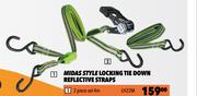 Midas Style Locking Tie Down Reflective Straps 2 Piece Set 4m LH22M