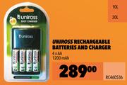 Uniross Rechargeable Batteries & Charger RC460536