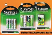 Uniross Rechargeable Batteries 1 x 9V PP3 RB463931