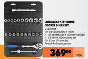 Autogear 1/4" Drive Socket & HBS Set 23 Piece Set SS23PC