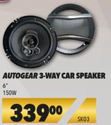 Autogear 3 Way Car Speaker 6" 150W SK03