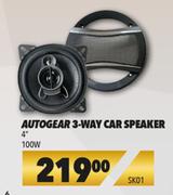 Autogear 3 Way Car Speaker 4" 100W SK01