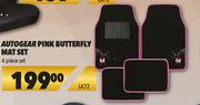 Autogear Pink Butterfly Mat Set 4 Piece Set LA72