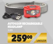 Autogear Rechargeable Headlamp 3 LED LAM3LEDR