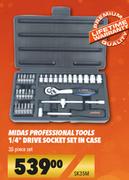 Midas Professional Tools 1/4" Drive Socket Set In Case SK35M