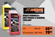 Midas Formula+ Anti Freezer & Summer Coolant (Red Or Yellow) 96% MAF1-96R/Y-1Ltr