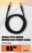 Midas Style Media Bridge 3.5mm Plug Aux Stereo Cable AUX01 