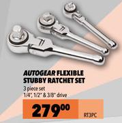 Autogear 3 Piece Flexible Stubby Ratchet Set RT3PC