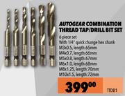 Autogear Combination Thread Tap/Drill Bit Set TTDB1