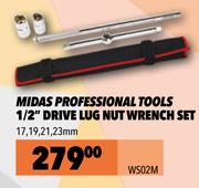 Midas Professional Tools 1/2" Drive Lug Nut Wrench Set 17, 19, 21, 23mm WS02M