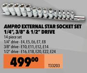 Ampro External Star Socket Set 1/4", 3/8" & 1/2" Drive T33203