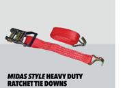 Midas Style Heavy Duty Ratchet Tie Downs 38mm x 4.6m 1500Kg LH10M
