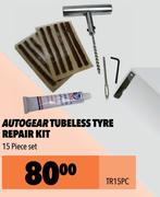 Autogear Tubeless Tyre Repair Kit 15 Piece Set TR15PC