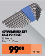 Autogear Hex Key Ball Point Set HK10BP