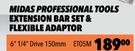 Midas Professional Tools Extension Bar Set & Flexible Adaptor 6"1/4" Drive 150mm ET05M