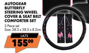 Autogear Butterfly Steering Wheel Cover & Seat Belt Comforter Set LA73