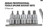 Midas Professional Tools Spline Socket Sets 55mm Long 5, 6, 8, 10, 12mm SSS5M