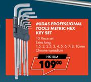 Midas Professional Tools Metric Hex Key Set HK10M