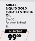 Midas Liquid Gold Fully Synthetic Oil 5W-30 MI5W30-1-1L