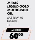 Midas Liquid Gold Multigrade Oil SAE 15W-40 MI40TD-1-1L