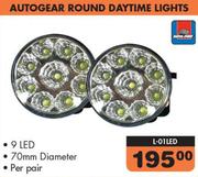 Autogear 9 LED Round Daytime Lights 70mm Diameter L-01LED-Per Pair