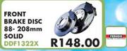 Front Brake Disc 88-208mm Solid DDF1322X