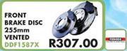 Front Brake Disc 255mm Vented DDF1587X