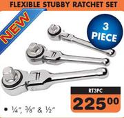 Autogear 3 Piece Flexible Stubby Ratchet Set RT3PC