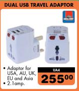 Autogear Dual USB Travel Adaptor For USA, AU, UK, EU And Asia-UA4