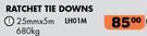 Midas Ratchet Tie Downs 25mm x 5m LH01M