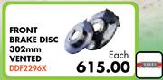 Front Brake Disc 302mm Vented DDF2296X Each For Ford Ranger 2.2 TDCi 2012